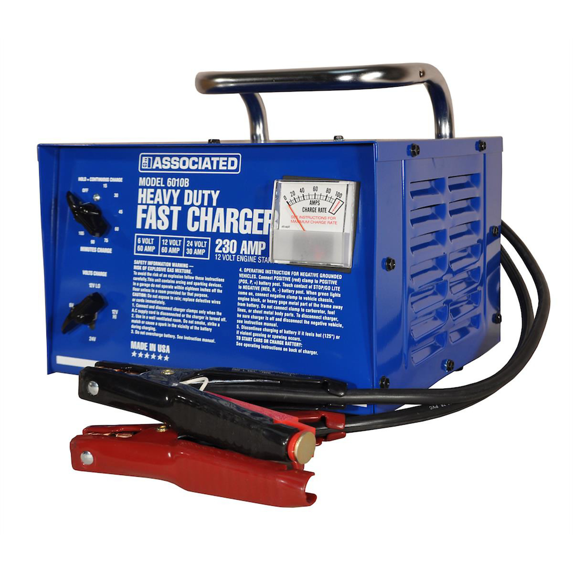 Associated Heavy-Duty Portable Battery Charger — 6/12/24 Volts, 250 Amps, Model# ASO6010B